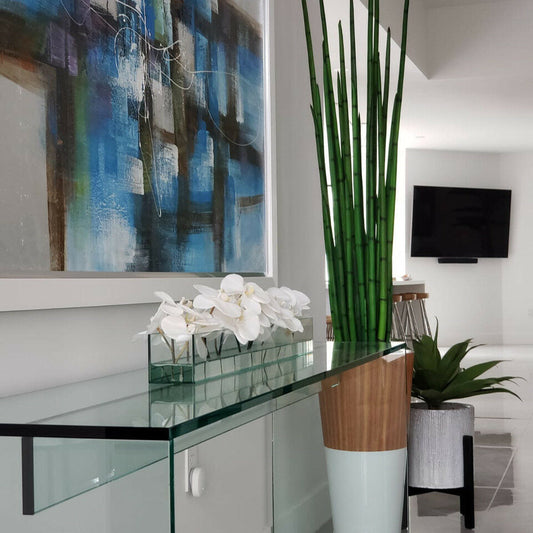 Herbe de serpent (160 cm) dans vase Lux blanc
