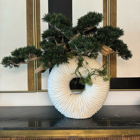 Vase Eternity grand avec bonsaï suspendu et bois flottant