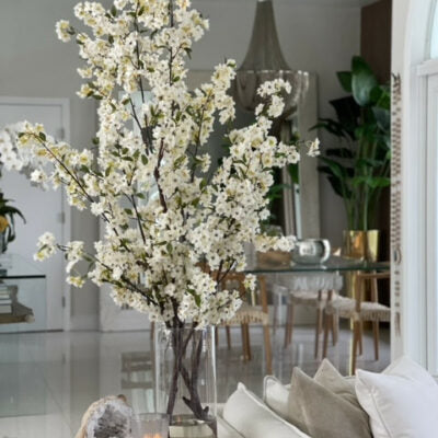Fleurs de Cerisier dans un Cylindre en Verre de 16″
