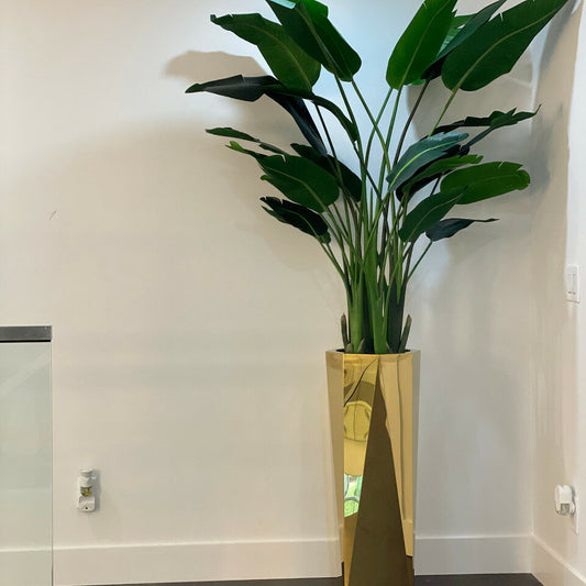 Vase Prismatique Doré avec Oiseau de Paradis (7′)